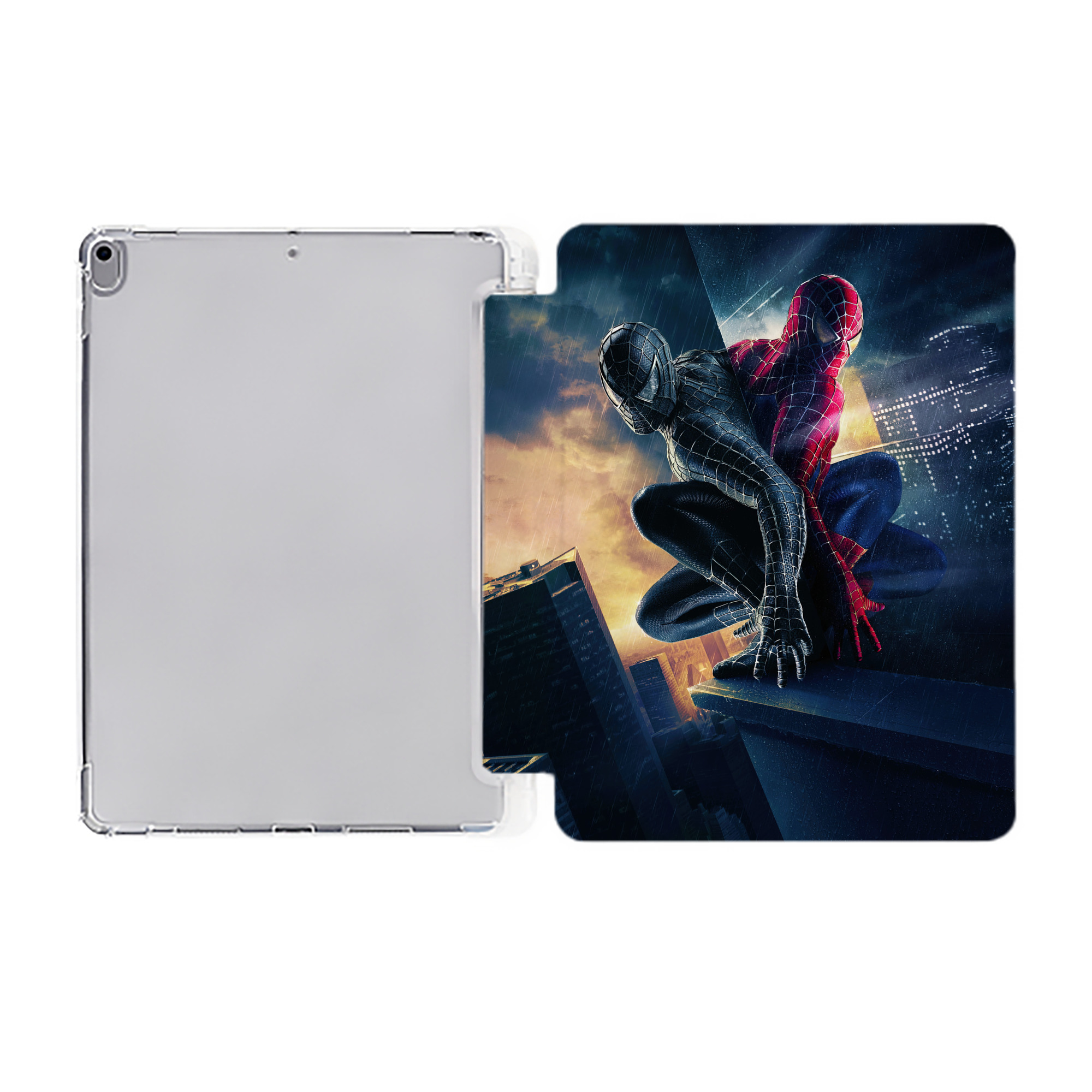 Spider Man スパイダーマン IPad ケース ペン収納付き 三つ折りスタンド PUレザー×シリコン 対応機種9.5/10.5/10.9インチ